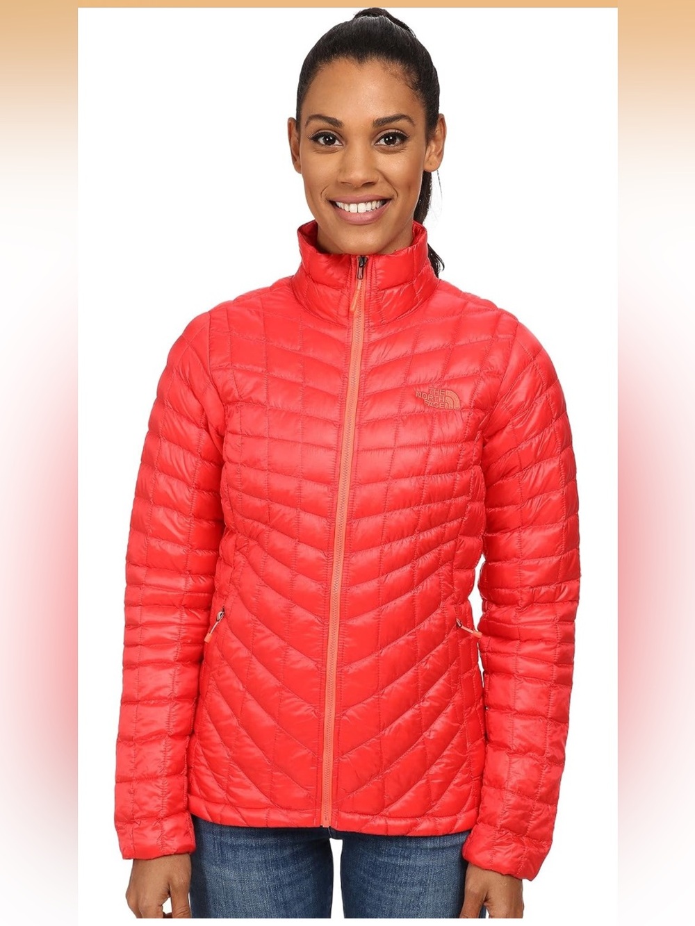 THE NORTH FACE Melon Red  Thermoball Full Zip Jacket, Size LARGE